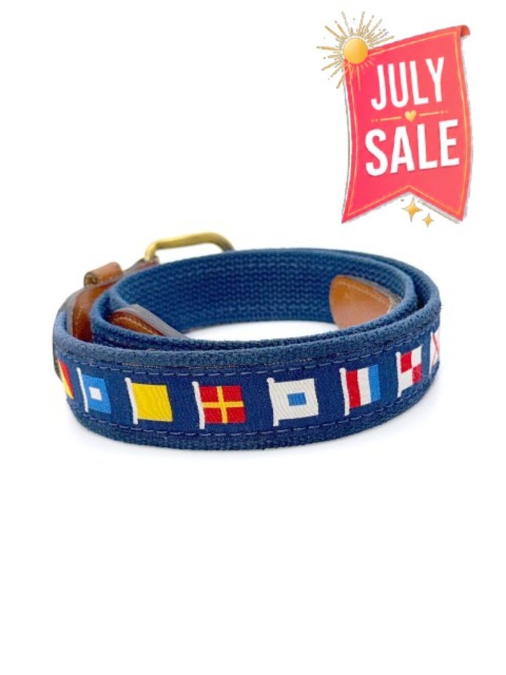 Zep-Pro Navy Nautical Flag Web Belt Preppy Made USA Sz 38